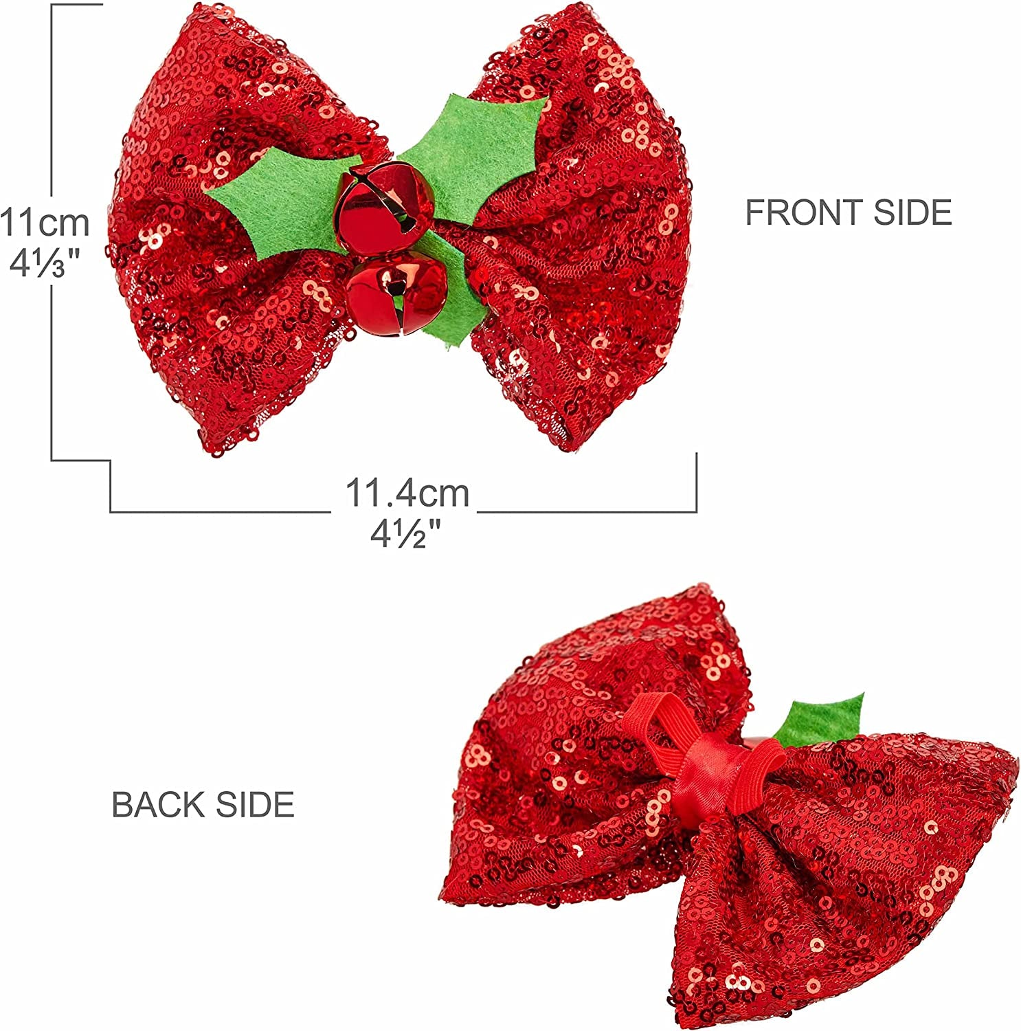 Christmas Holly Adjustable Dog Collar with Bowtie - Dog Collars for Small Dogs, Holiday Dog Collars, Christmas Collar for Dogs - Small Dog Collars for Female Dogs, 12-16