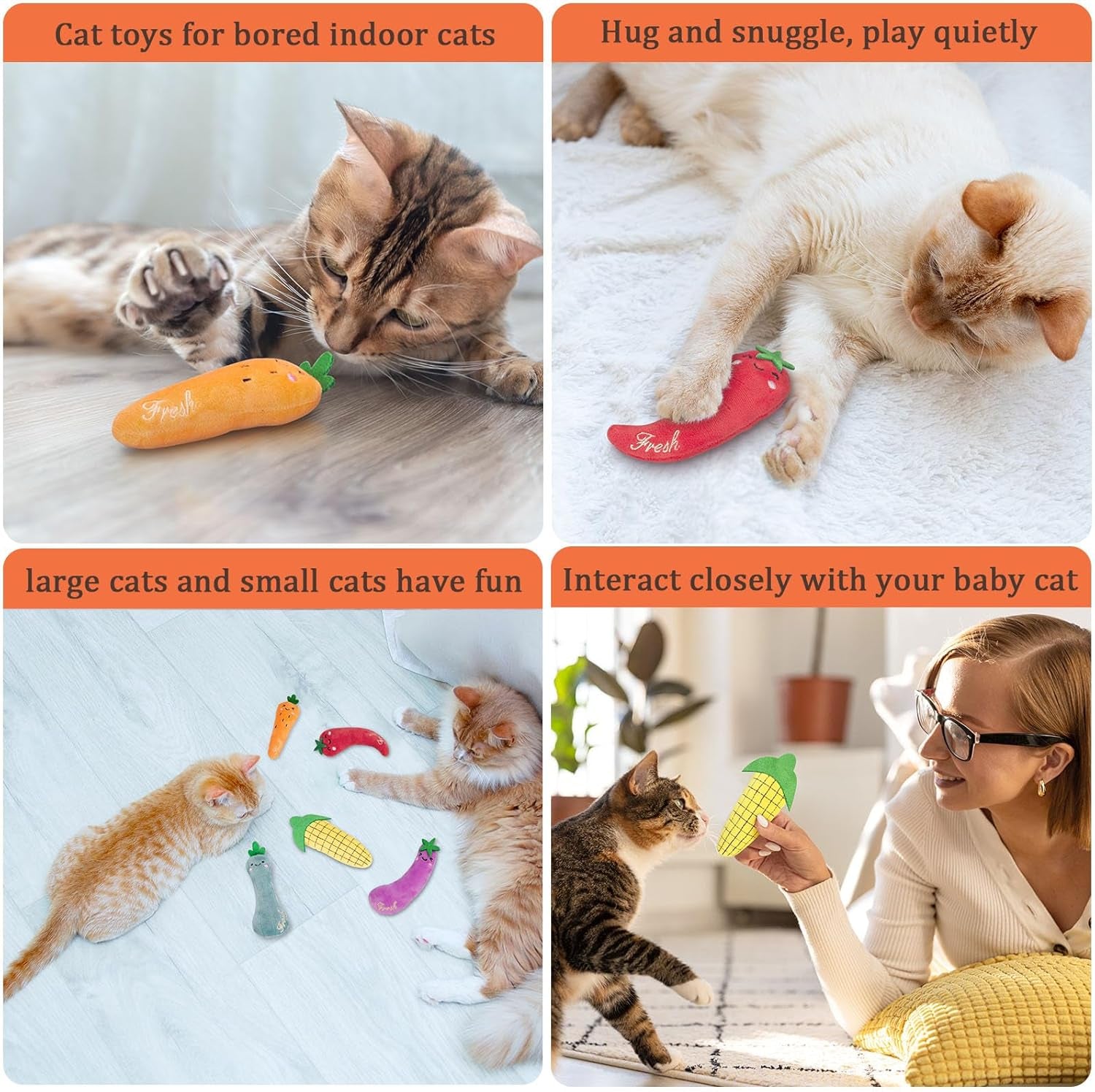 Catnip Cat Toys, Value Pack Cat Nip Toys for Indoor Cats Kitten Chew and Exercise, Interactive Kitty Kicker Toy for All Breeds, Set of 5