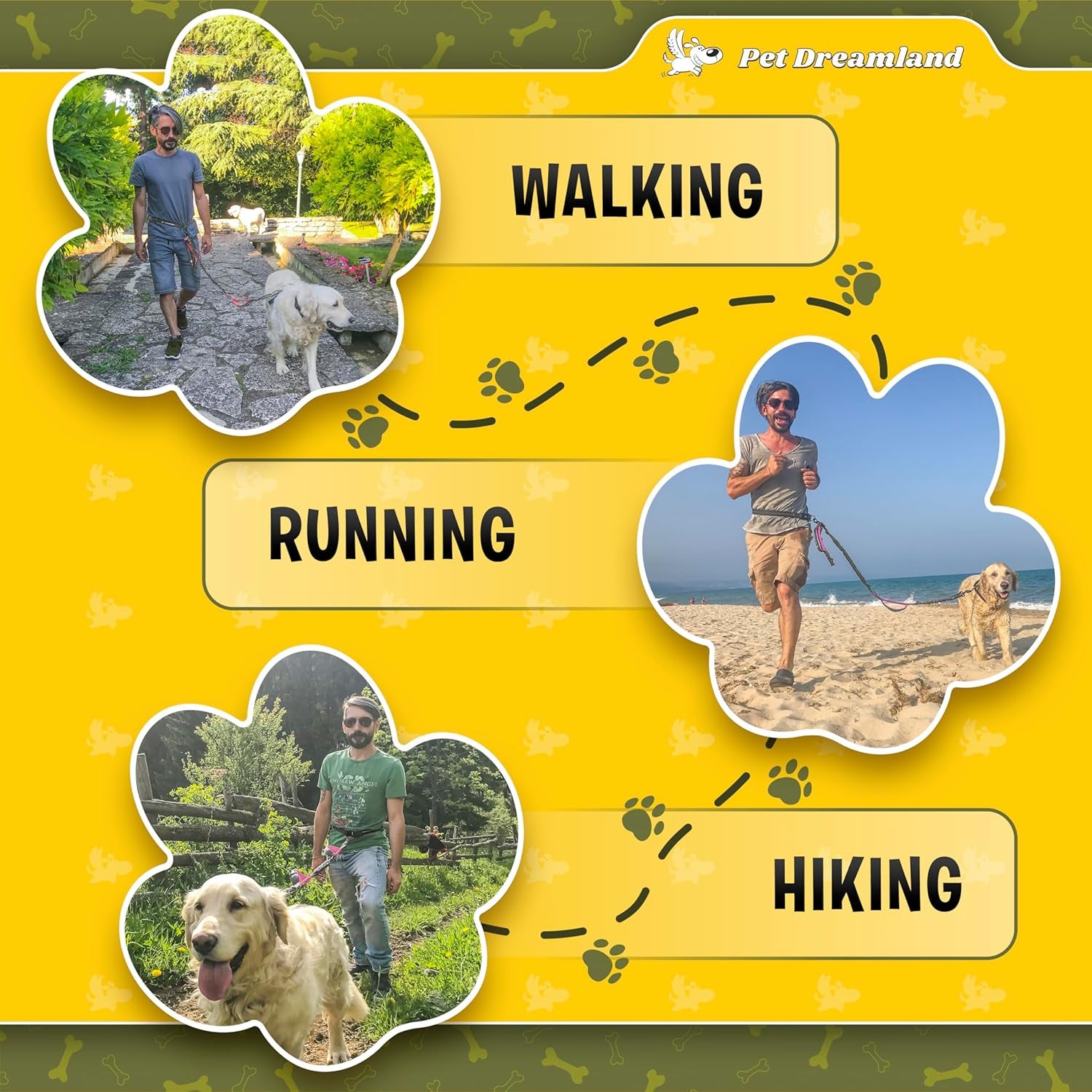 Exquisite Hands-Free Leash for Large Dogs: Ultimate Comfort & Freedom for Running, Walking, Hiking. Premium Quality, Durable & Versatile Waist Belt Leash. Your Dog Will Love It.