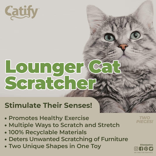 Catify Cat Scratcher, Fun Interactive Scratchers, Posts, Poles, Claw Safe, Furniture Saver Indoor Play Support Natural Cat Behaviors Heavy Duty - Lounger I