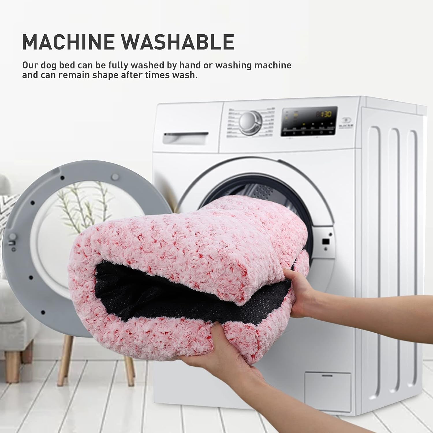 Washable Dog Bed Deluxe Plush Dog Crate Beds Comfy Kennel Pad Anti-Slip Pet Sleeping Mat for Large, Jumbo, Medium, Small Dogs Breeds, 29