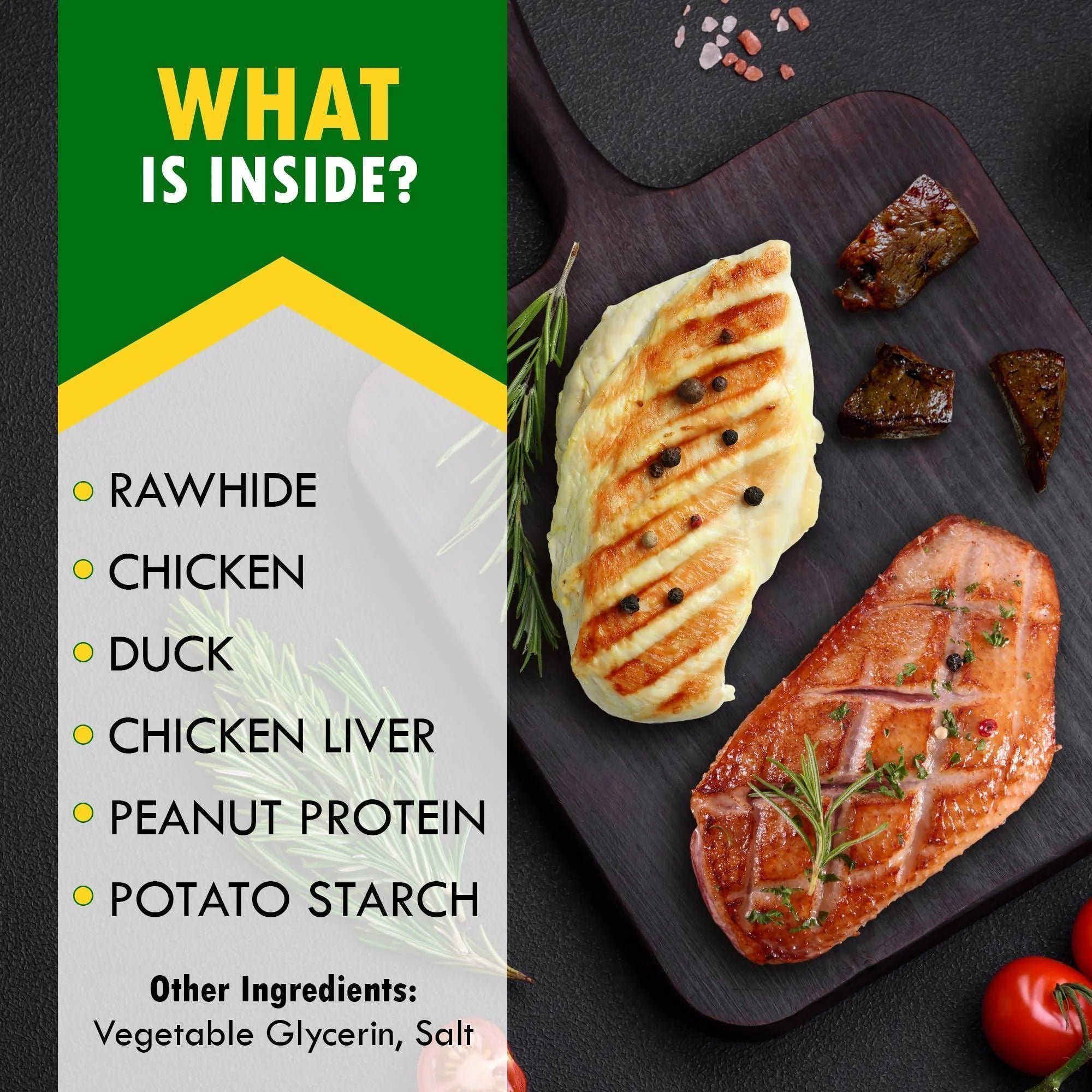 Dog Rawhide Treats with Duck and Chicken Human Grade Meat All Natural 10.6 Oz