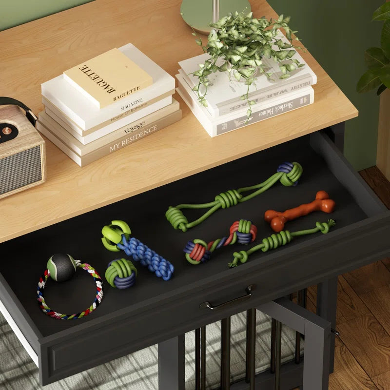 Dorilal Large Dog Crate Furniture with 2 Drawers and Divider