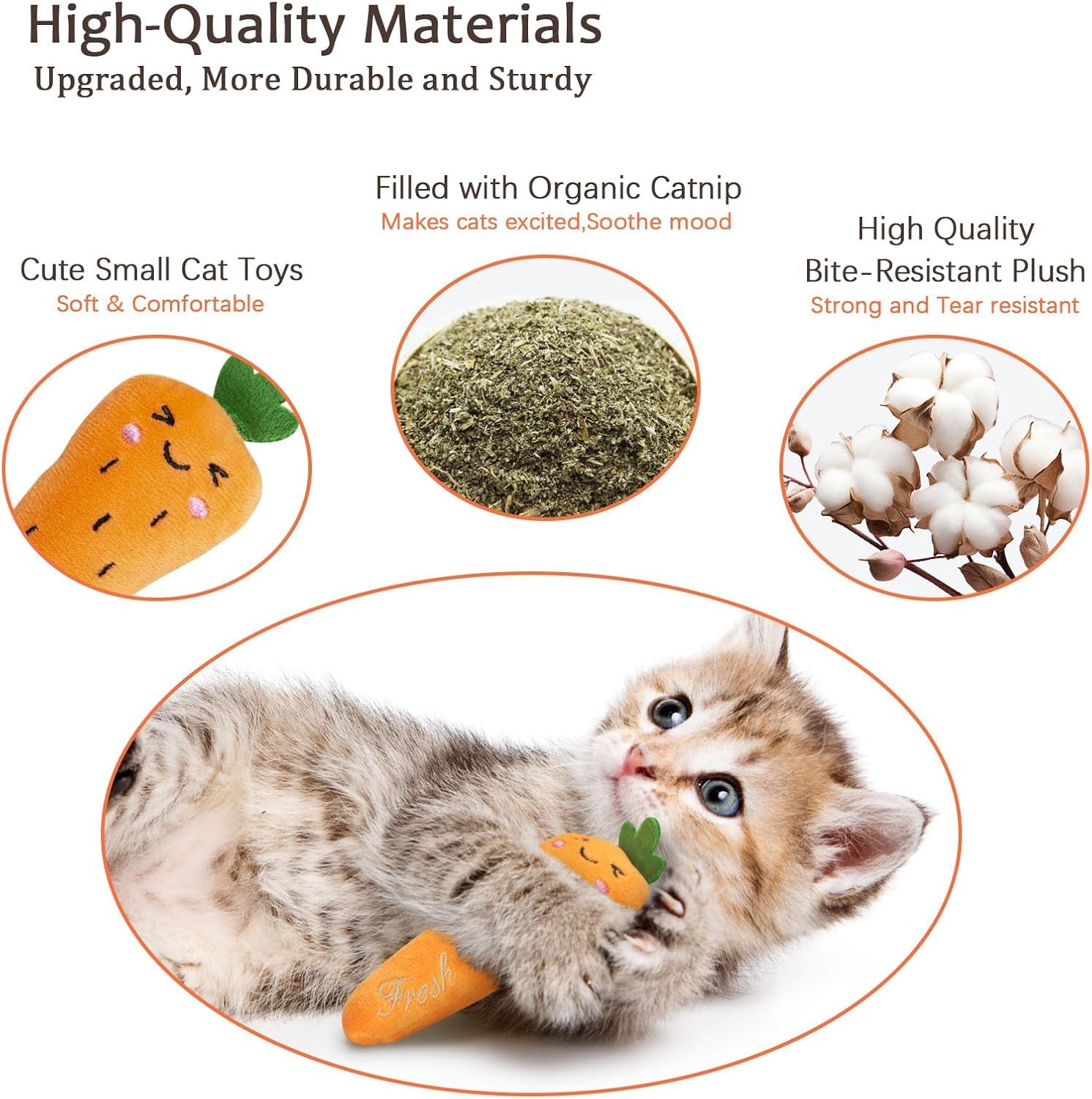 Catnip Cat Toys, Value Pack Cat Nip Toys for Indoor Cats Kitten Chew and Exercise, Interactive Kitty Kicker Toy for All Breeds, Set of 5