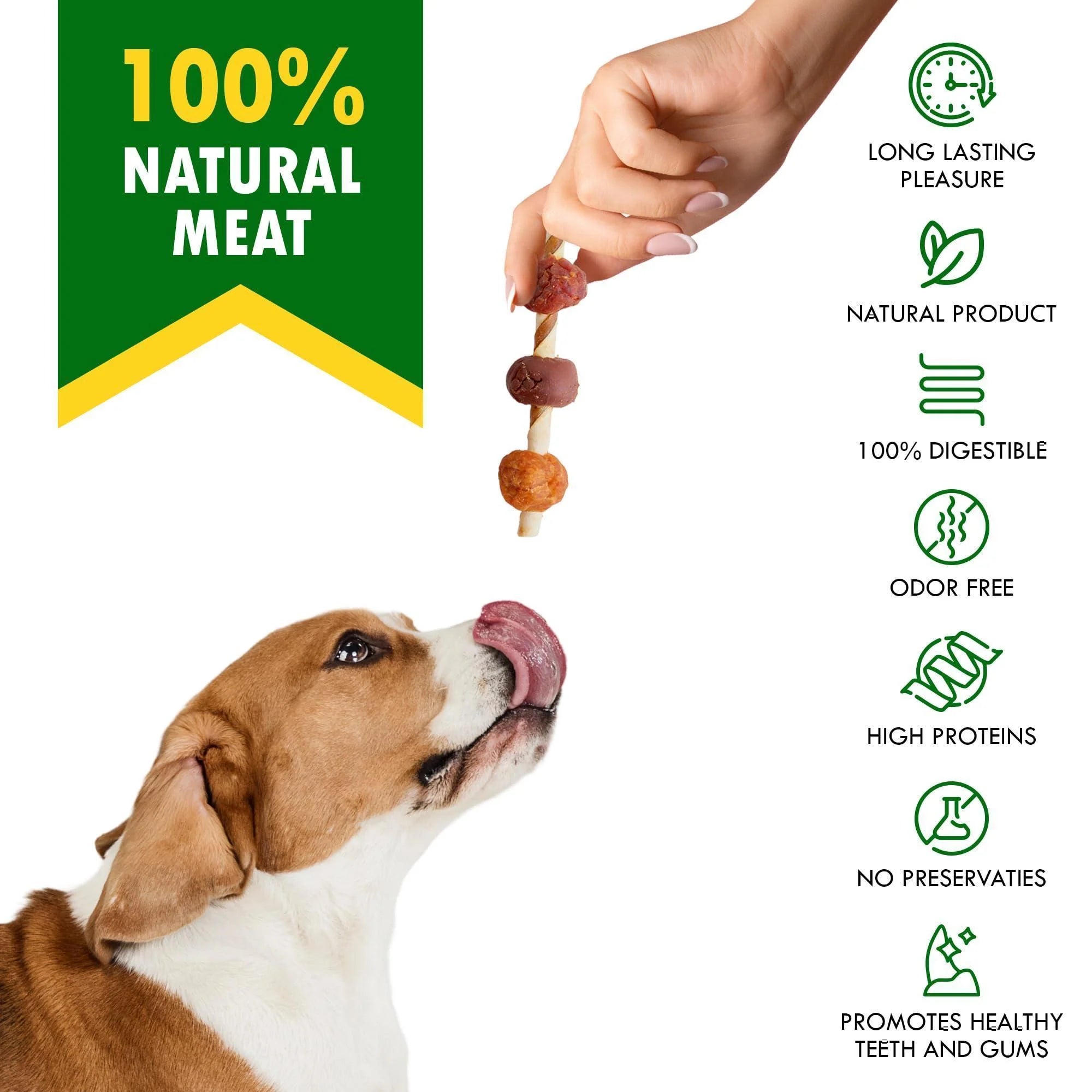 Dog Rawhide Treats with Duck and Chicken Human Grade Meat All Natural 10.6 Oz