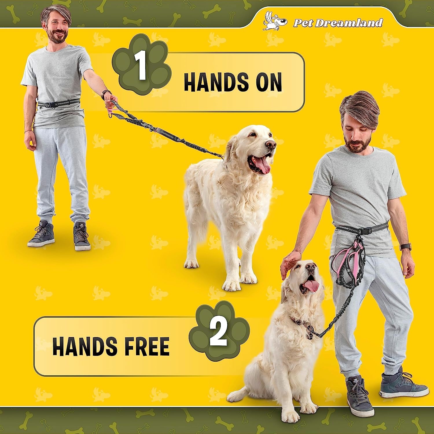 Exquisite Hands-Free Leash for Large Dogs: Ultimate Comfort & Freedom for Running, Walking, Hiking. Premium Quality, Durable & Versatile Waist Belt Leash. Your Dog Will Love It.