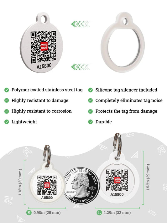 Dog Tags for Pets Silicone QR Code Pet ID Tags for Dogs & Cats Yin Yang L Size