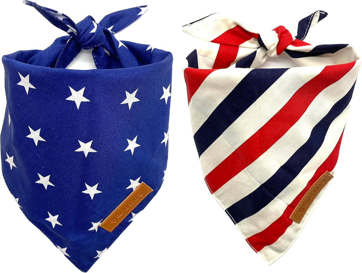 4Th of July Dog Bandanas 2 Pack, Reversible American Flag Pet Scarf for Boy and Girl, Premium Durable Fabric, Patriotic Bandana for Large and Extra Large Dogs (X-Large)