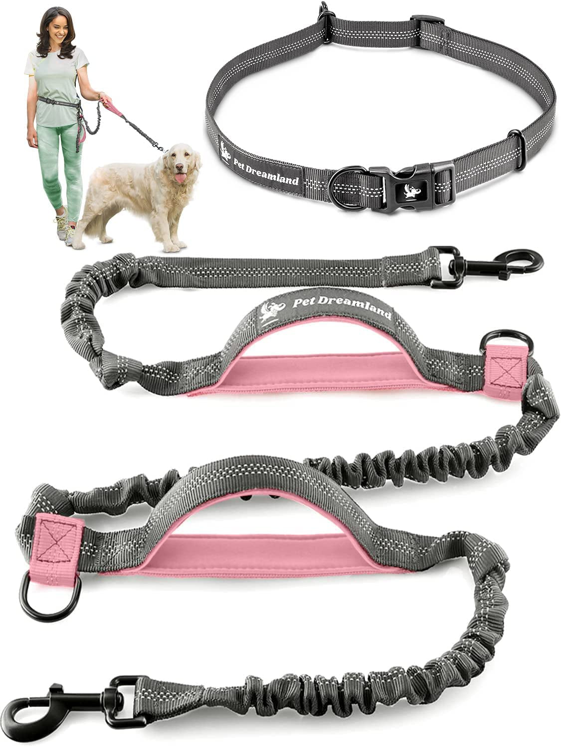 Exquisite Hands-Free Leash for Large Dogs: Ultimate Comfort & Freedom for Running, Walking, Hiking. Premium Quality, Durable & Versatile Waist Belt Leash. Your Dog Will Love It.