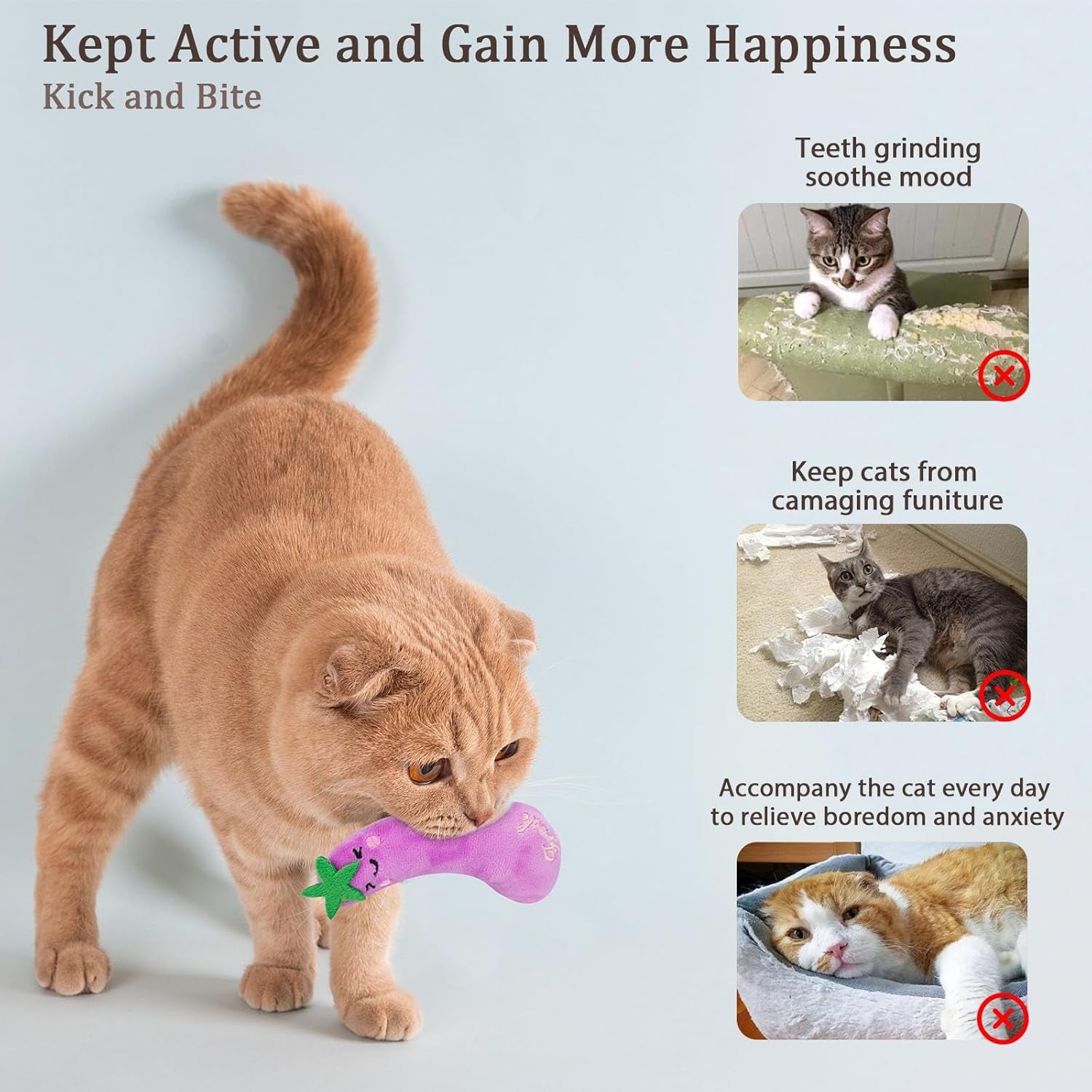 Catnip Cat Toys, Value Pack Cat Nip Toys for Indoor Cats Kitten Chew and Exercise, Interactive Kitty Kicker Toy for All Breeds, Set of 5