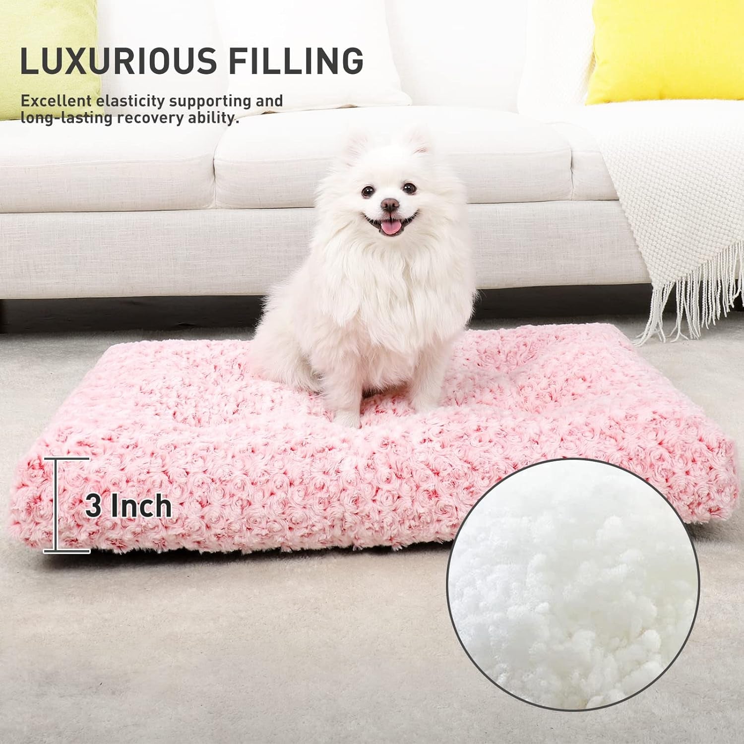 Washable Dog Bed Deluxe Plush Dog Crate Beds Comfy Kennel Pad Anti-Slip Pet Sleeping Mat for Large, Jumbo, Medium, Small Dogs Breeds, 29