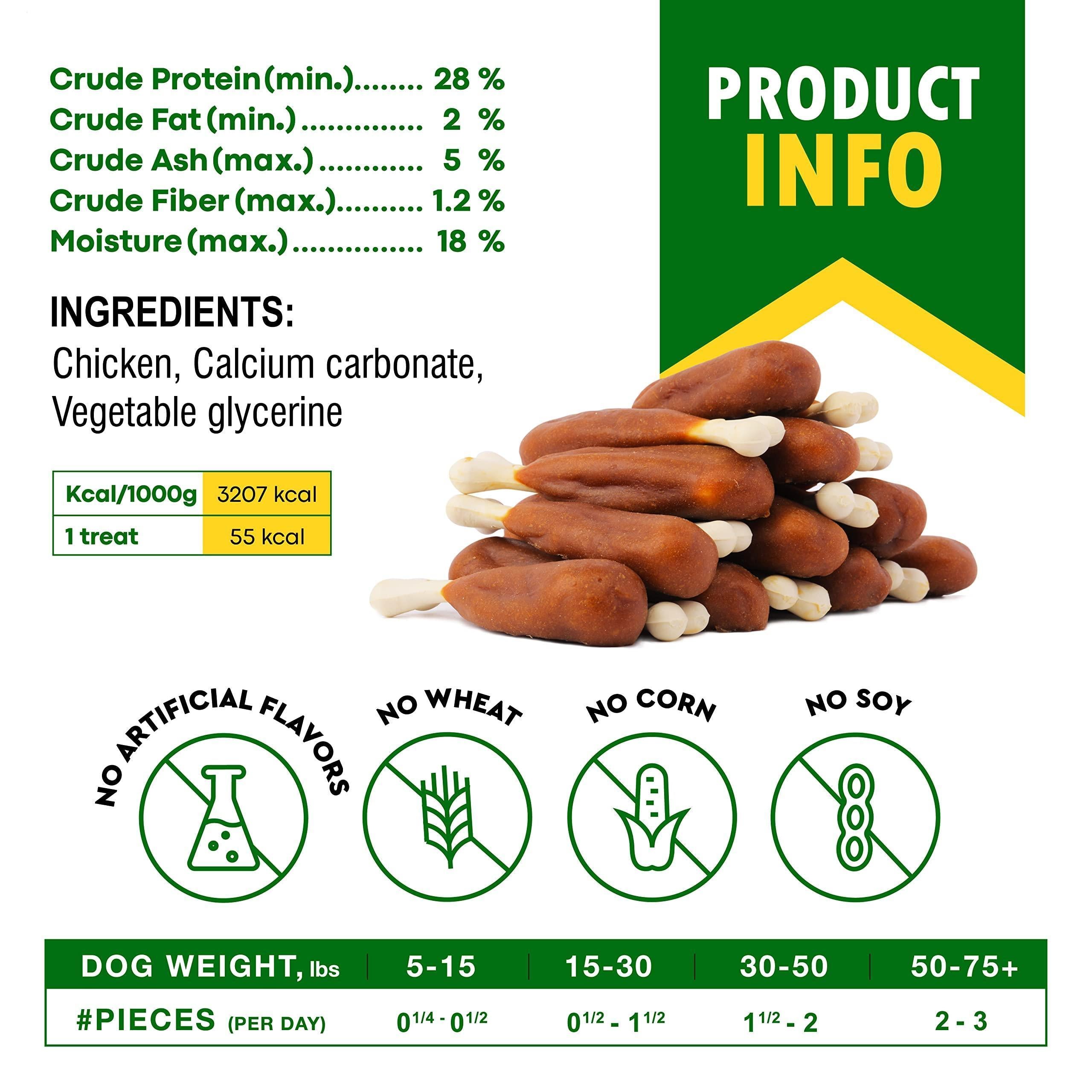 Dog Calcium Bones Wrapped Chicken & Rawhide Free Chew Treats Pet Healthy