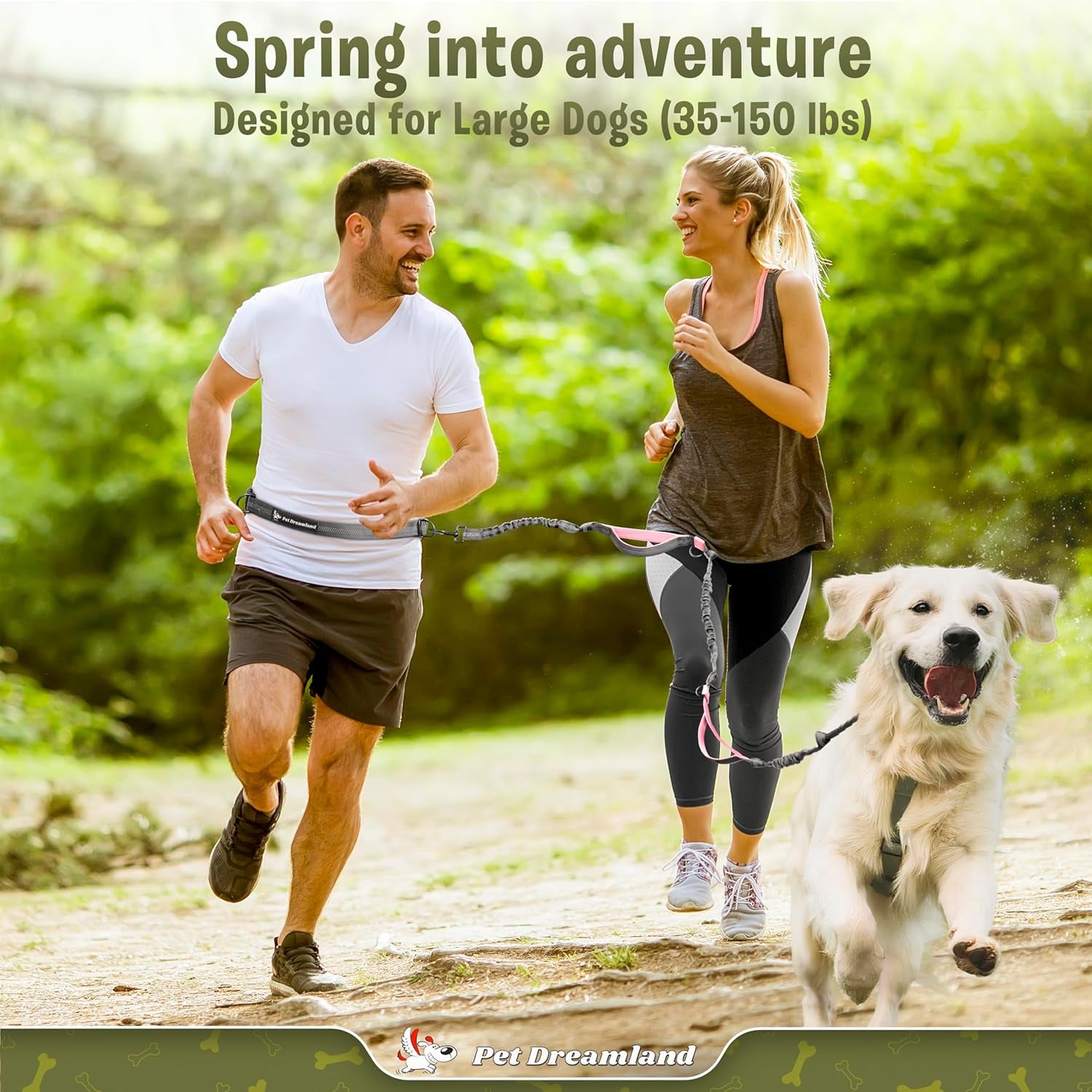 Exquisite Hands-Free Leash for Large Dogs: Ultimate Comfort & Freedom for Running, Walking, Hiking. Premium Quality, Durable & Versatile Waist Belt Leash. Your Dog Will Love It.