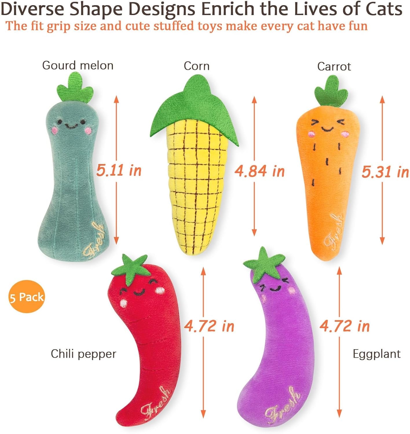 Catnip Cat Toys, Value Pack Cat Nip Toys for Indoor Cats Kitten Chew and Exercise, Interactive Kitty Kicker Toy for All Breeds, Set of 5