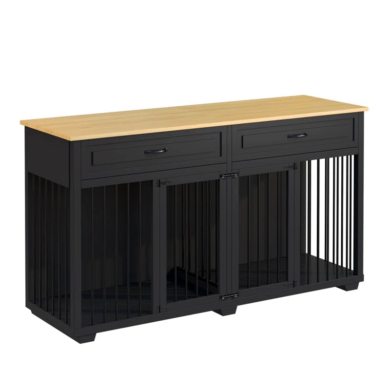 Dorilal Large Dog Crate Furniture with 2 Drawers and Divider